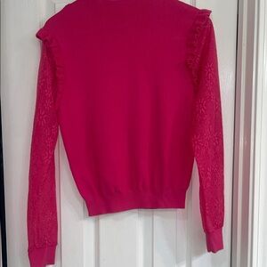 Mint Bright Pink Ruffle-Shoulder Knit Sweater